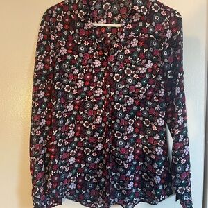 Express Black Long Sleeve Buttoned Blouse